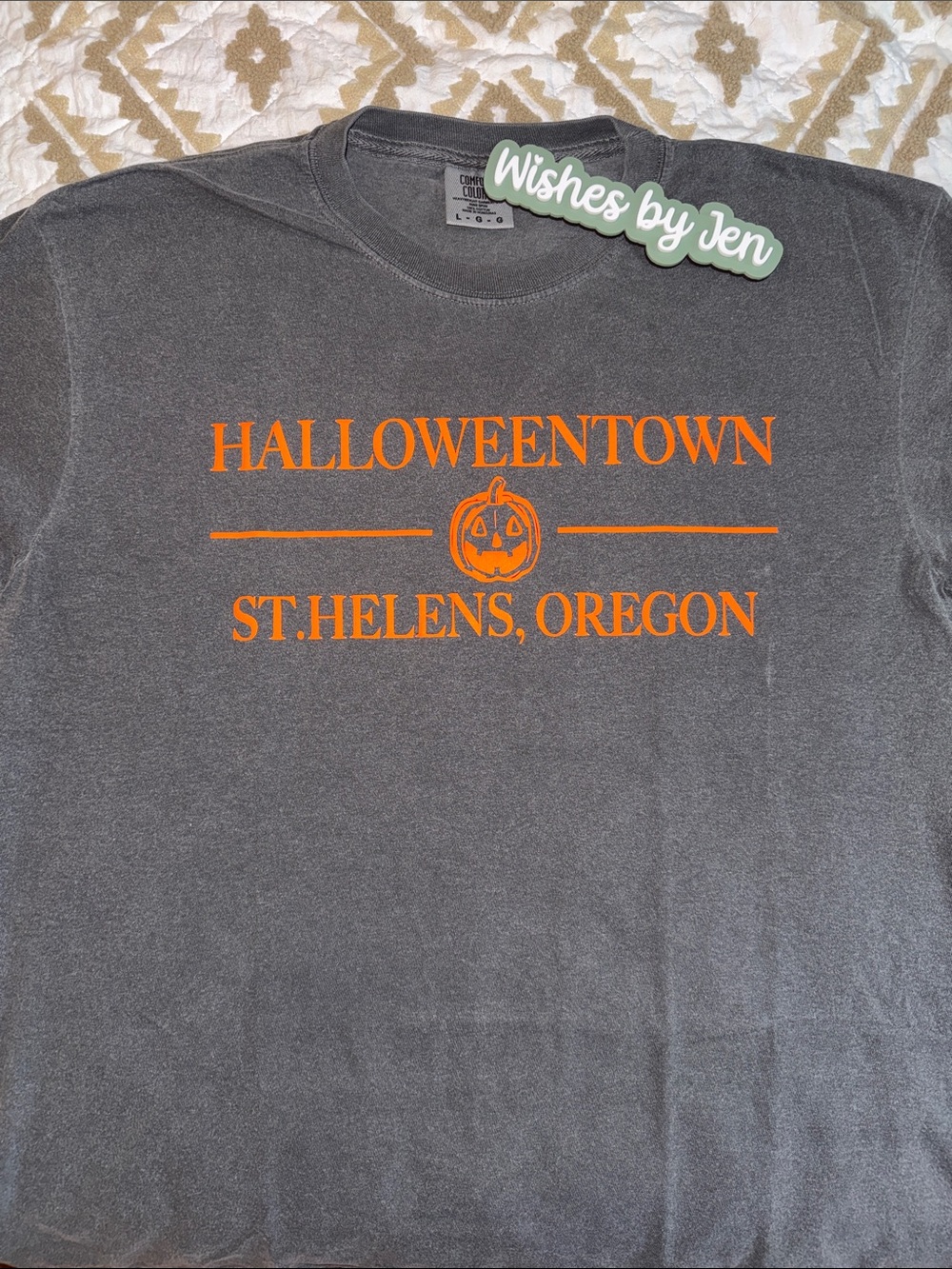 Comfort Colors Gray Short Sleeve Tee with Orange HALLOWEENTOWN Print